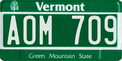 VT license plate AOM709