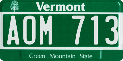 VT license plate AOM713
