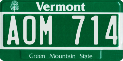 VT license plate AOM714