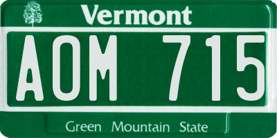 VT license plate AOM715