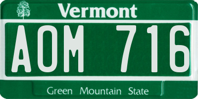 VT license plate AOM716