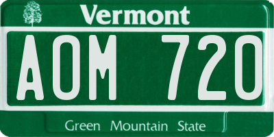 VT license plate AOM720
