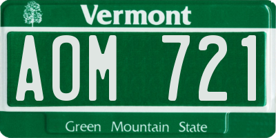 VT license plate AOM721
