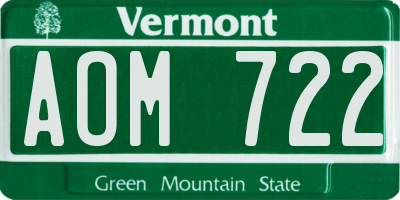 VT license plate AOM722