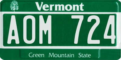 VT license plate AOM724