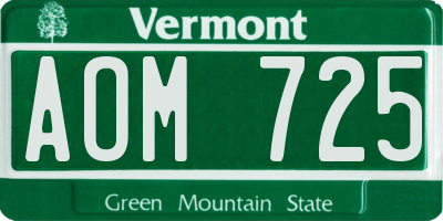 VT license plate AOM725