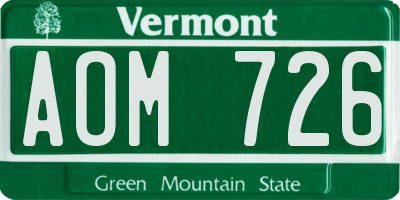 VT license plate AOM726