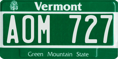 VT license plate AOM727
