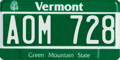 VT license plate AOM728