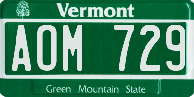 VT license plate AOM729