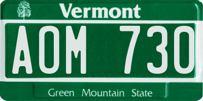 VT license plate AOM730
