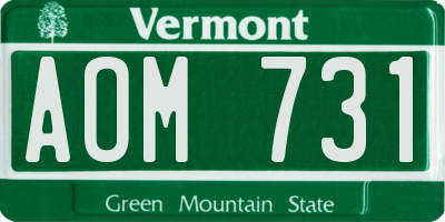 VT license plate AOM731