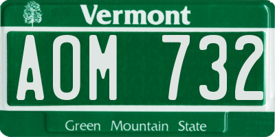 VT license plate AOM732