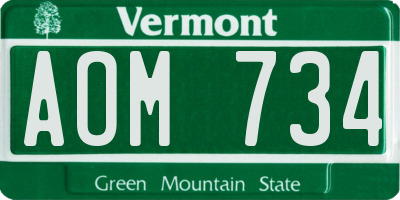 VT license plate AOM734