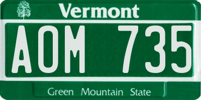 VT license plate AOM735
