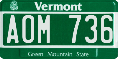 VT license plate AOM736