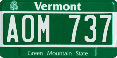 VT license plate AOM737