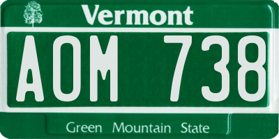 VT license plate AOM738