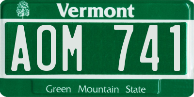 VT license plate AOM741