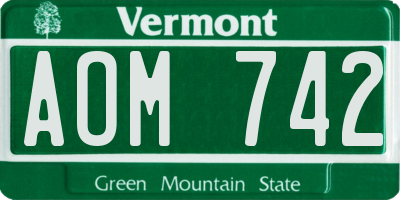 VT license plate AOM742