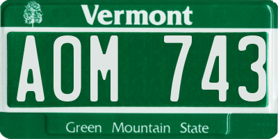 VT license plate AOM743