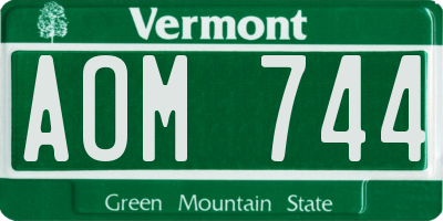 VT license plate AOM744