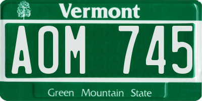 VT license plate AOM745