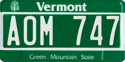 VT license plate AOM747