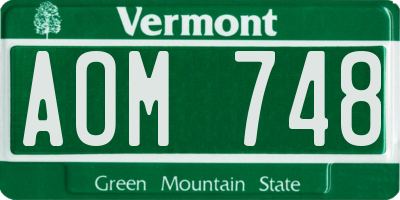 VT license plate AOM748