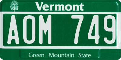 VT license plate AOM749