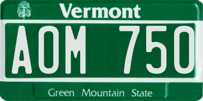 VT license plate AOM750