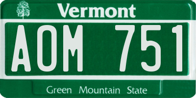 VT license plate AOM751