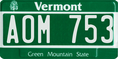 VT license plate AOM753