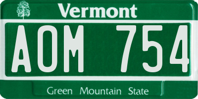 VT license plate AOM754