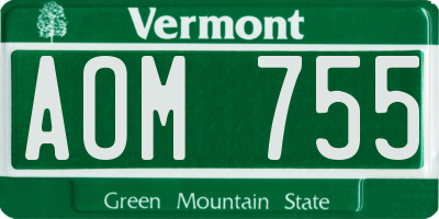 VT license plate AOM755