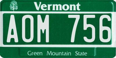 VT license plate AOM756