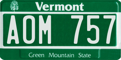 VT license plate AOM757