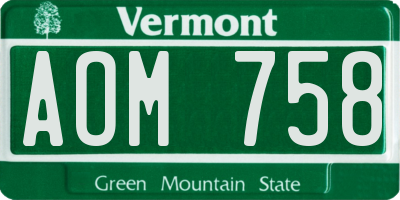 VT license plate AOM758