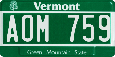 VT license plate AOM759