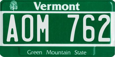 VT license plate AOM762