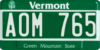 VT license plate AOM765