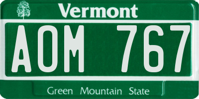 VT license plate AOM767