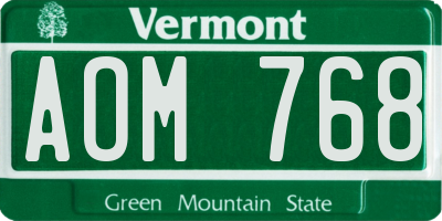 VT license plate AOM768