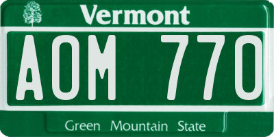 VT license plate AOM770