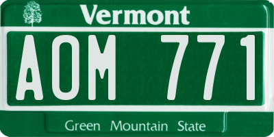 VT license plate AOM771