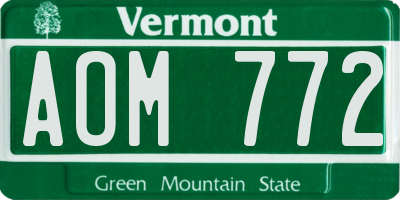 VT license plate AOM772