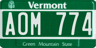 VT license plate AOM774