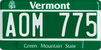 VT license plate AOM775