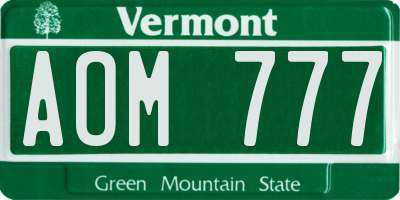 VT license plate AOM777