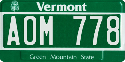 VT license plate AOM778